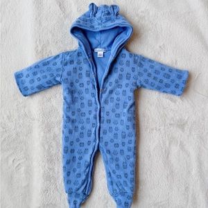 Featherbaby hooded footed jumpsuit